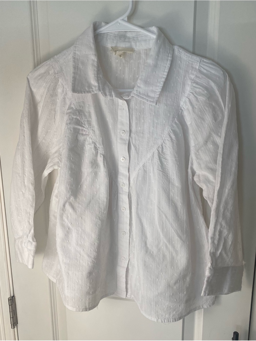 MELLODAY Women’s Textured White Button-Down Shirt